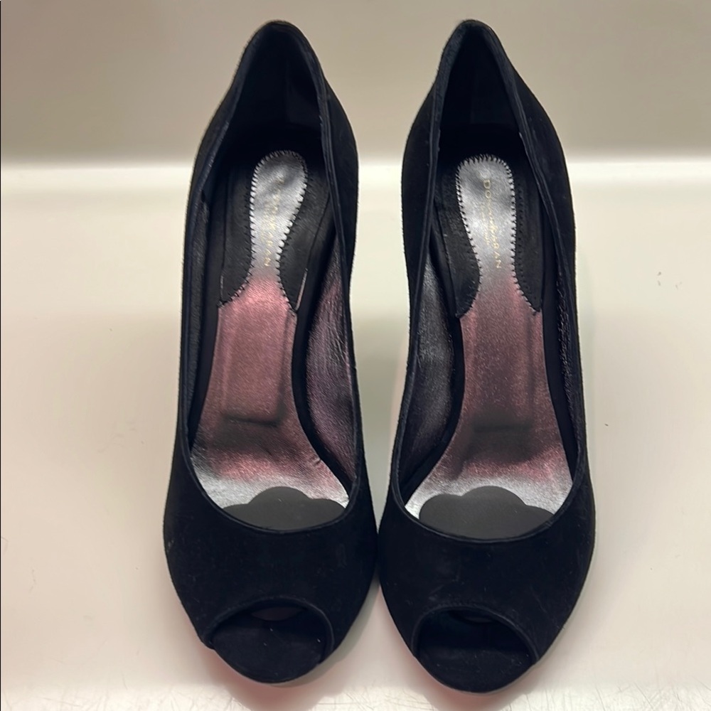 Donna Karan Black Peep-Toe Heels